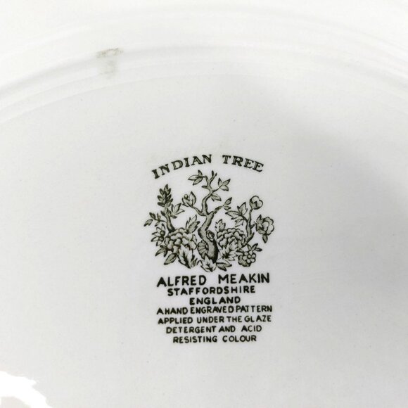 Johnson Brothers Indian Tree Green Key Platter Creamer Sugar Bowl Set Vintage Fl - Picture 10 of 16